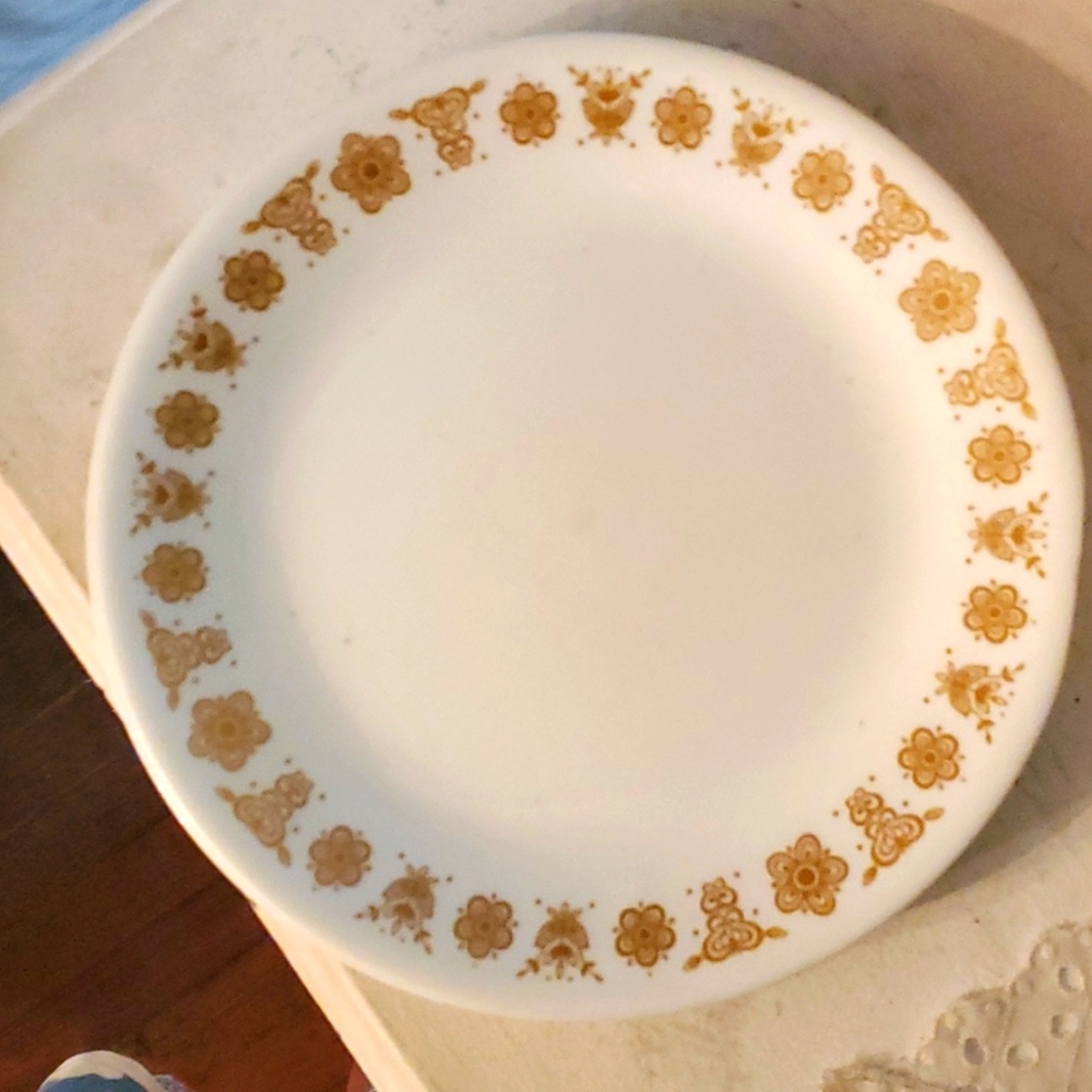 Vintage Butterfly Gold Corelle Set of 2 Salad Plates